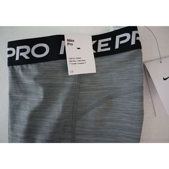 Nike Pro DA0481-084 Women's Sz S Gray Heather High Rise 7" Compression Shorts - Picture 7 of 11